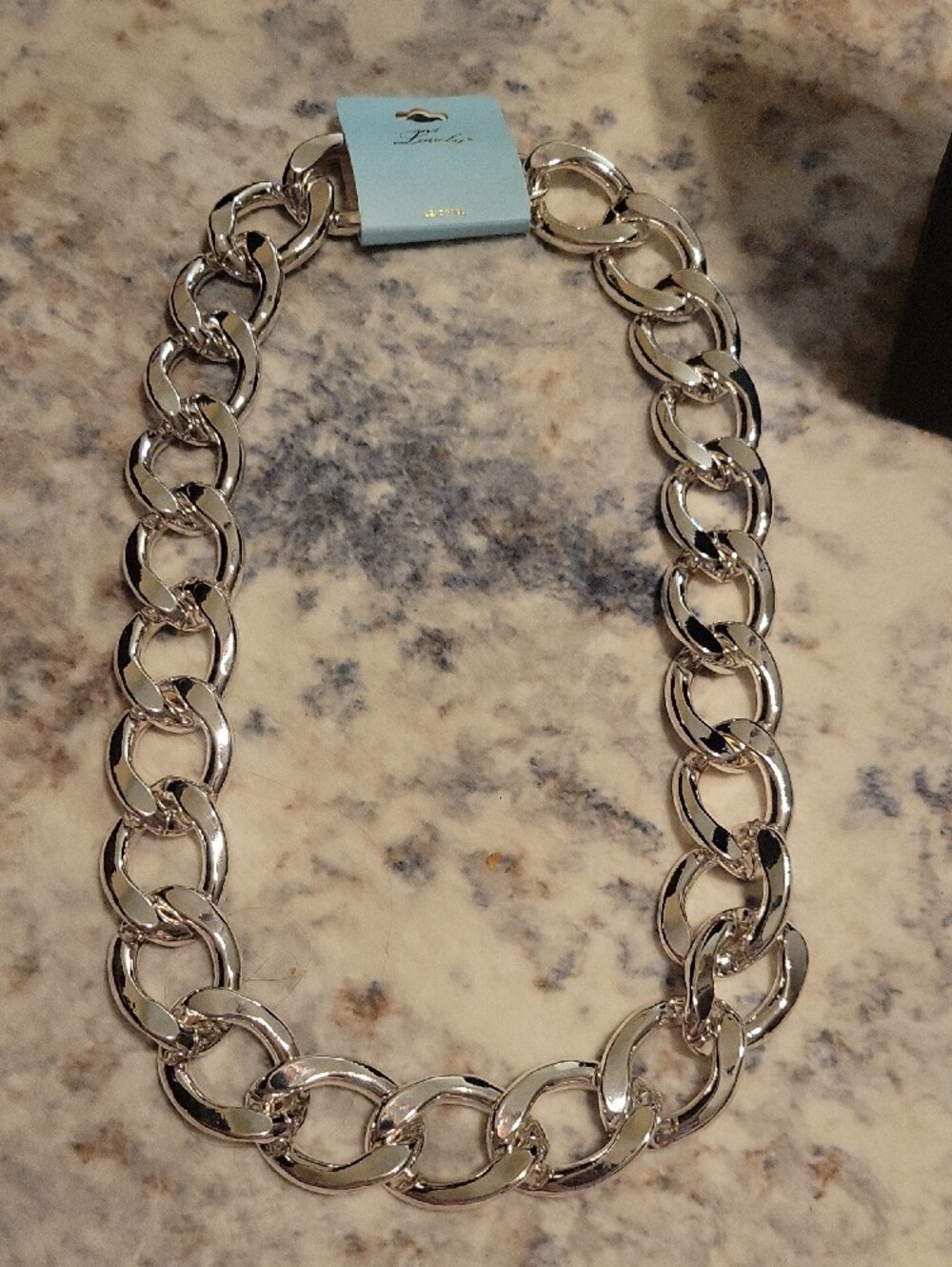 Polished Silver-Tone Large Link Necklace - Women Jewelry - Picture 2 of 3